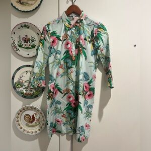 Bella Tu Short Floral Mini Dress Long Sleeve